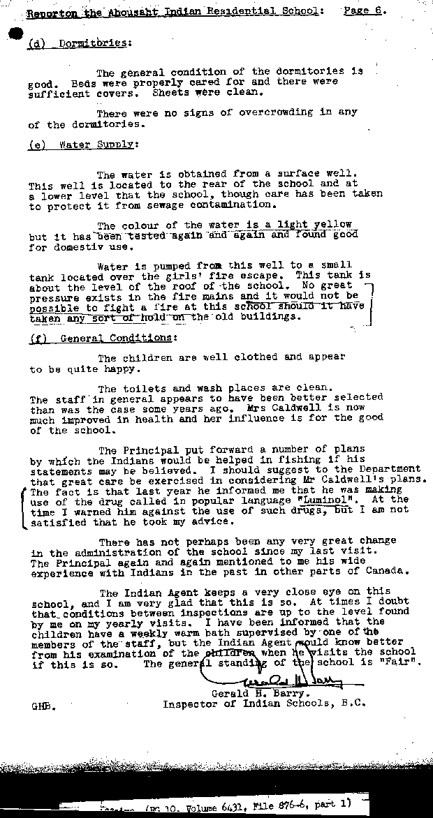  Report of West Coast Indian Agent Gerald Barry to Major D. McKay