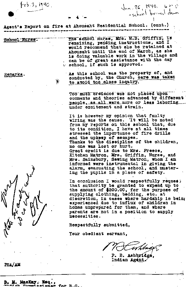 A clear cover-up: West Coast Indian Agent P.D. Ashbridge's infamous report
